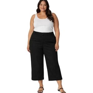 Melissa McCarthy Seven7 Wide Leg Cropped Pants Capris Black